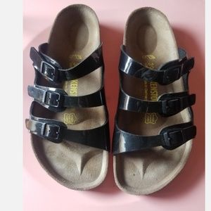 Birkenstock black patent leather sandals ladies 8